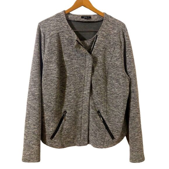 Torrid Double Knit Moto Jacket Women’s 3X Gray Knit Zip Up Rayon Blend - Picture 1 of 6